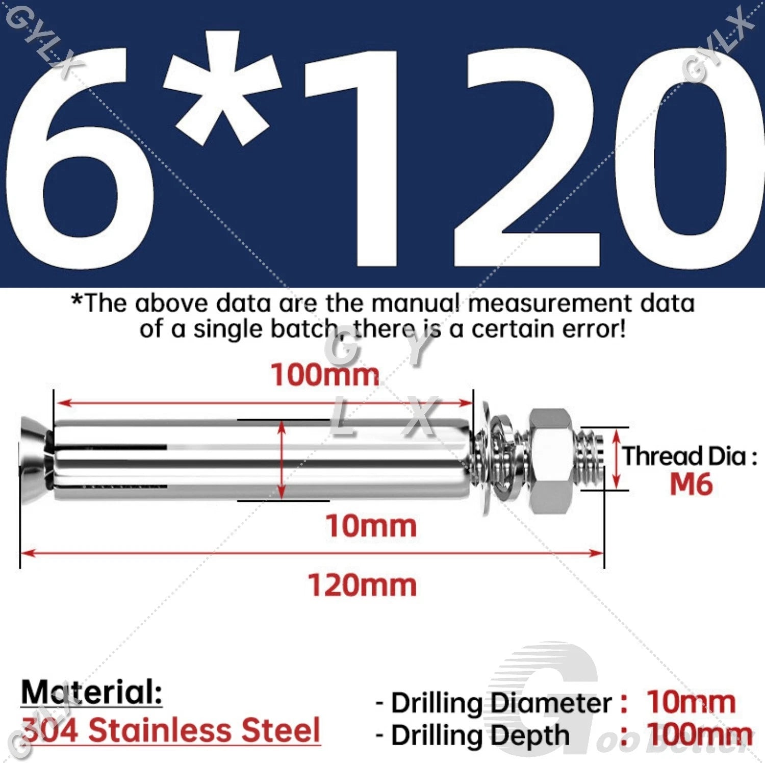 Concrete Expansion Bolts Wall Anchor Screws — M6 to M20 | Stainless Steel & Zinc Plated