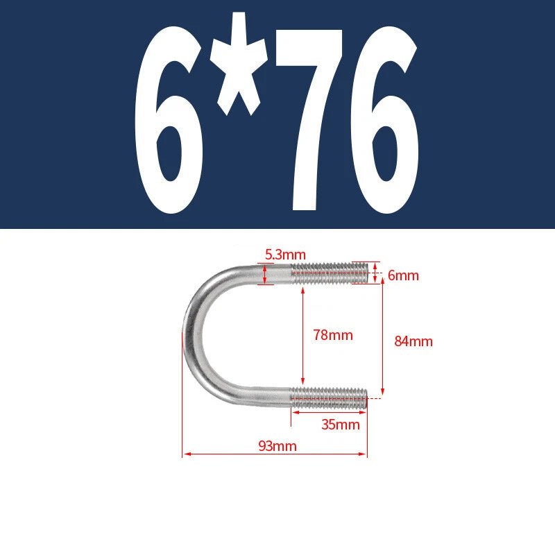 M6 Round Bend U - Bolt – A2 Stainless Steel, 14mm to 114mm, 1/3/5/10/15 Pack - HomeDIYer