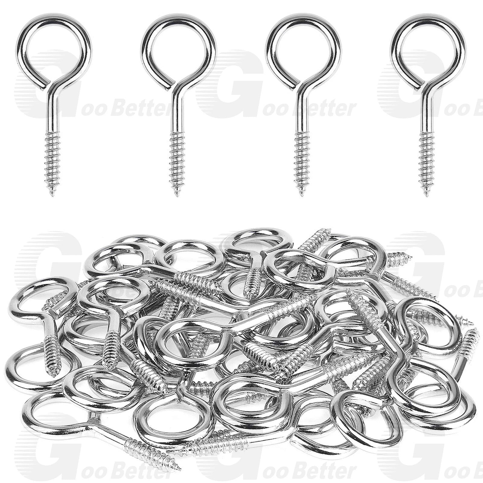 120Pcs Screw Eyes Nickel Plated Metal Eye Shape Screw Self Tapping Screws #2~#14