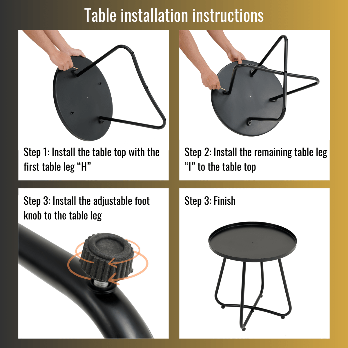 Patio Furniture Set 3 Piece Mixture Pattern PE Rattan Steel Frame And Modern Round Table, Brown and Black - HomeDIYer