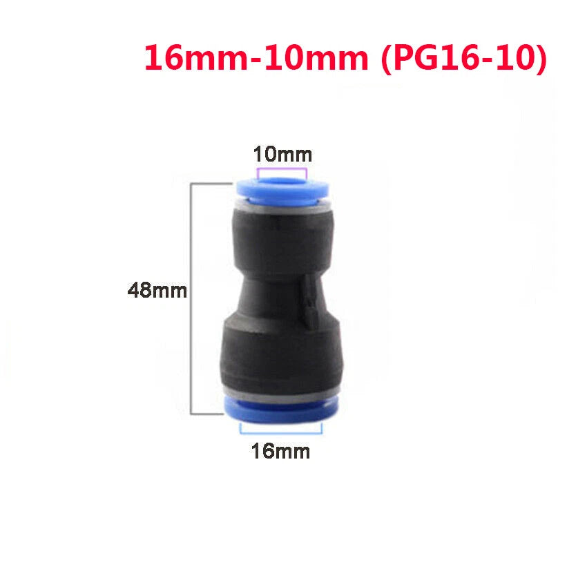 Reducer Straight Push-In Fittings | Pneumatic Tube Connector 4mm–16mm