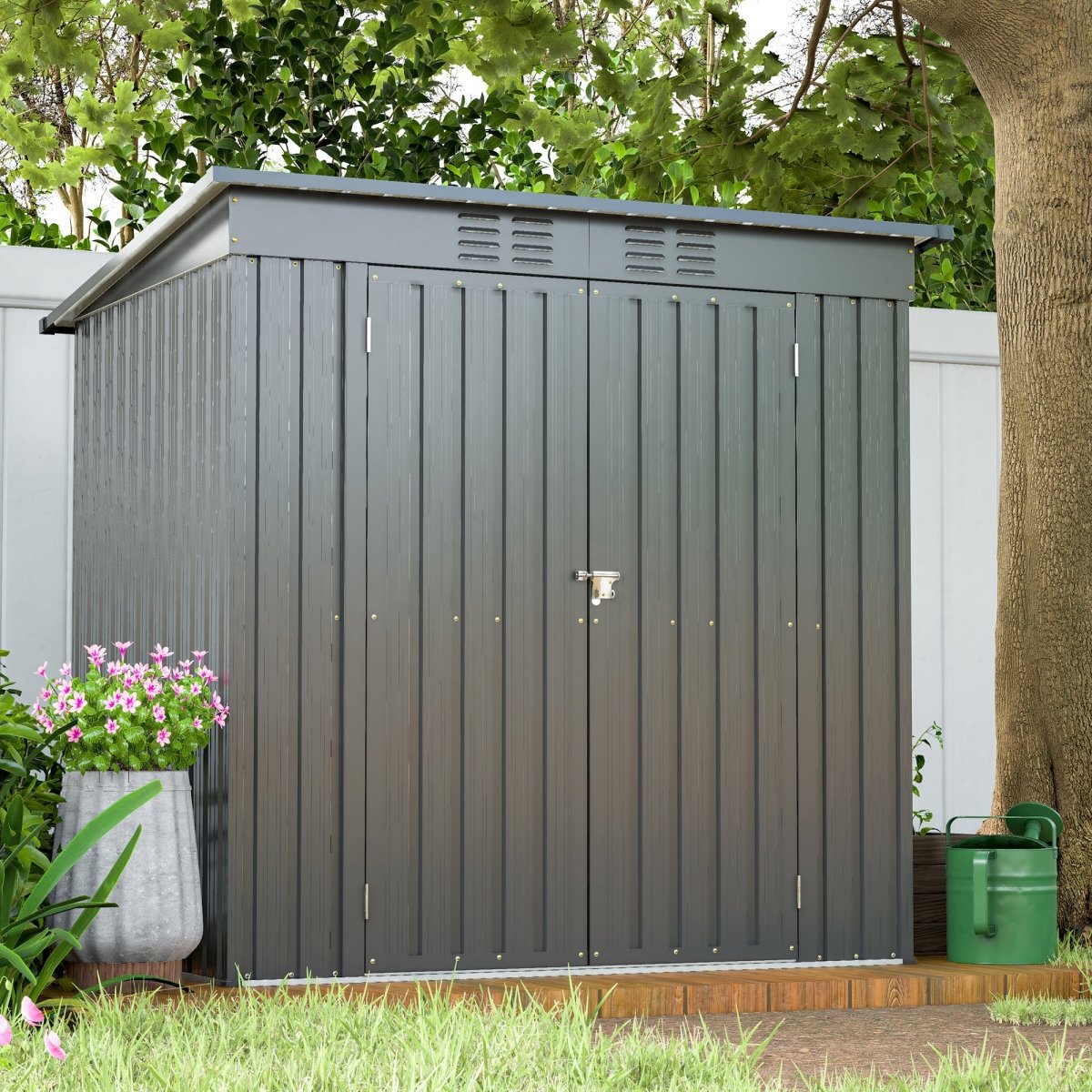 6 x 4 ft Outdoor Storage Shed, All Weather Tool Shed for Garden, Backyard, Lawn, Black - HomeDIYer