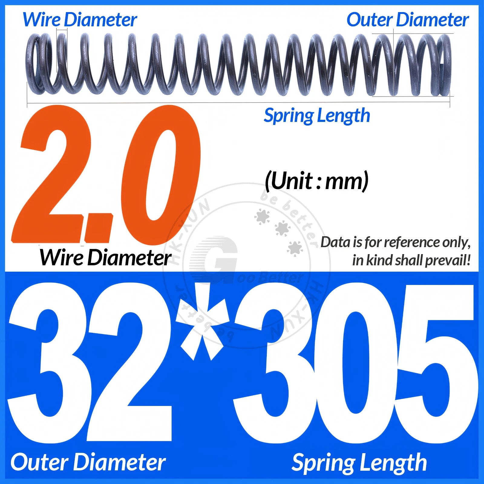 Length 305mm Compression Spring Pressure Springs OD 3-60mm Wire Dia 0.3mm-6.0mm