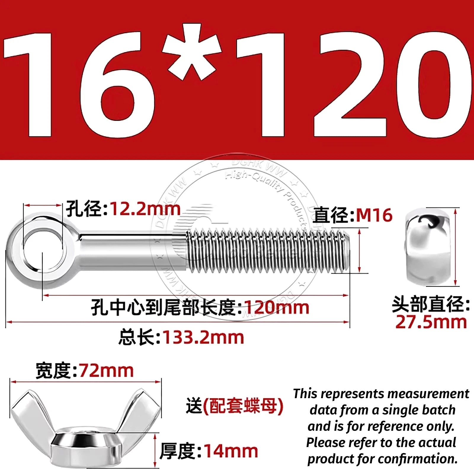 Eye Bolts with Nut — Forged Stainless Steel Threaded Ring Hanging Screws