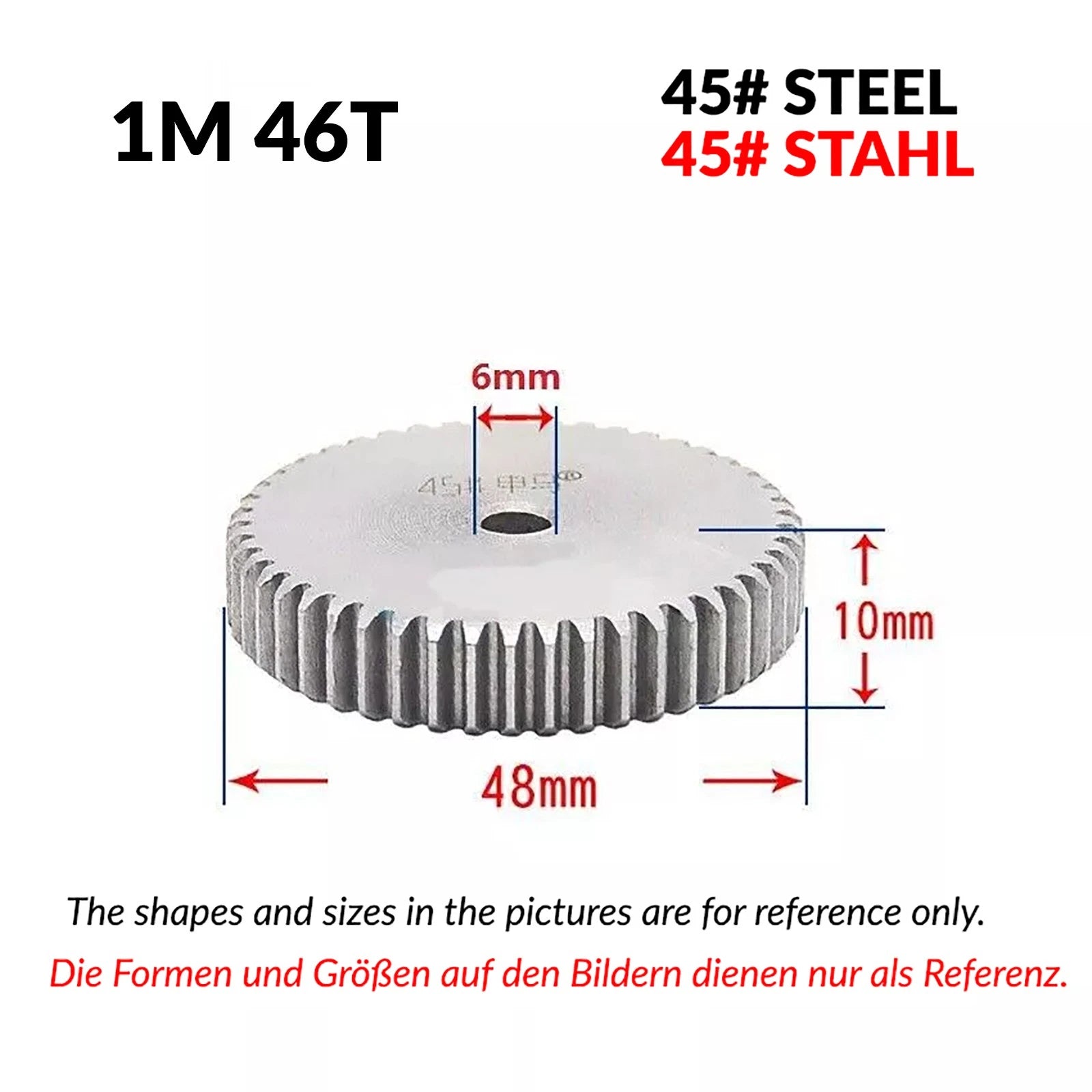 1/1.5/2 Mod 12T-150T Spur Gear 45# Steel Pinion Gear Thickn10-20mm Transmission