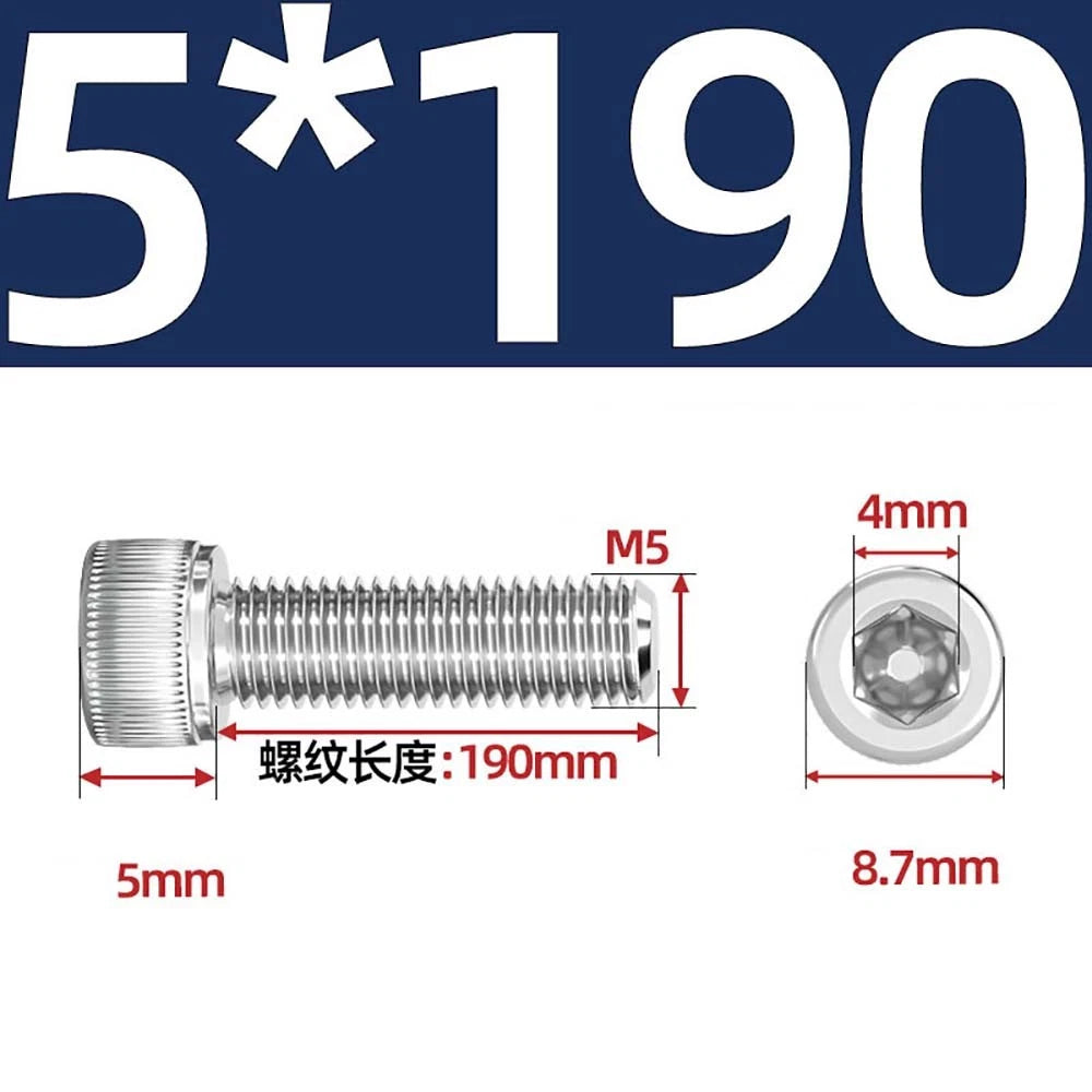 M3 M4 M5 Socket Head Cap Screws – A2 Stainless Steel, High Strength & Corrosion Resistant