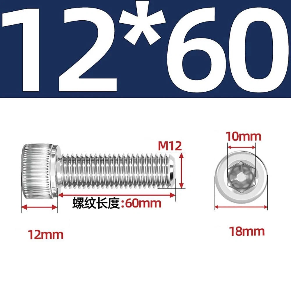 Socket Head Cap Screws – A2 Stainless Steel, M6 to M24, Hex Drive (DIN 912)