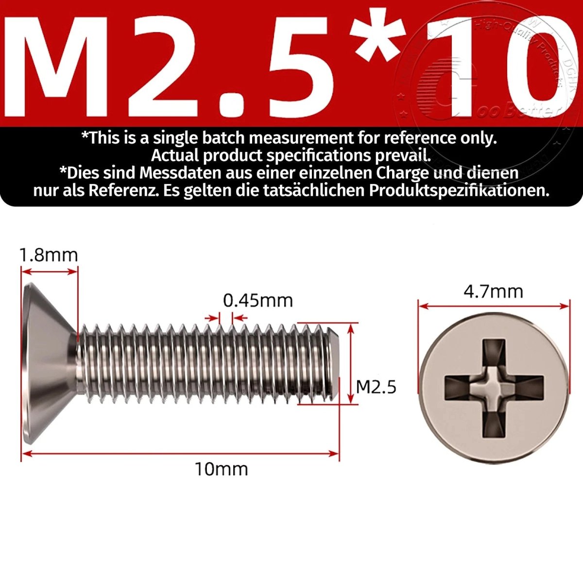 Titanium Phillips Flat Head Machine Screws — GR2 Countersunk, M2 to M8 - HomeDIYer