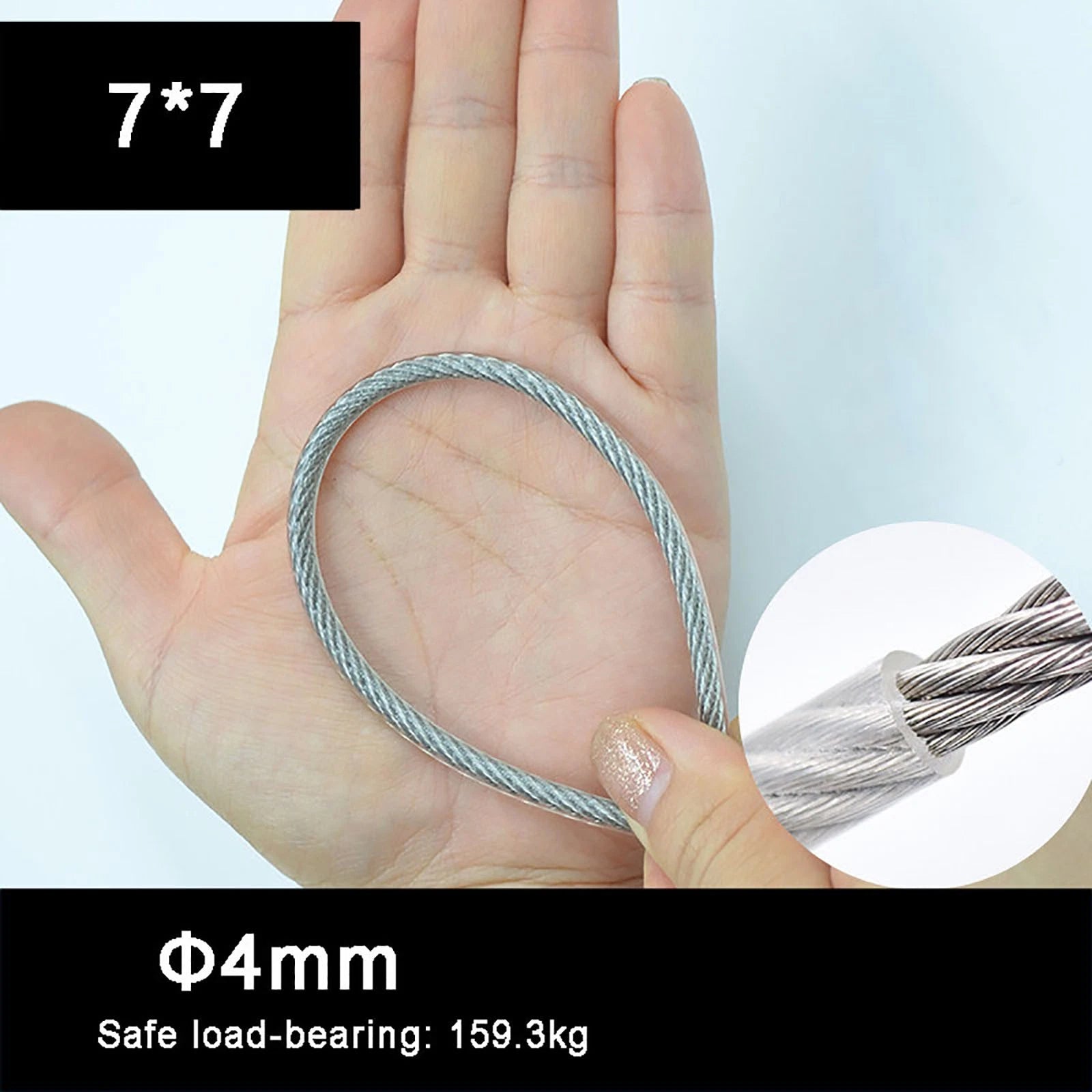 Stainless Steel Wire Rope Lifting Metal Cable Clear Black PVC Coated Φ0.6mm-5mm