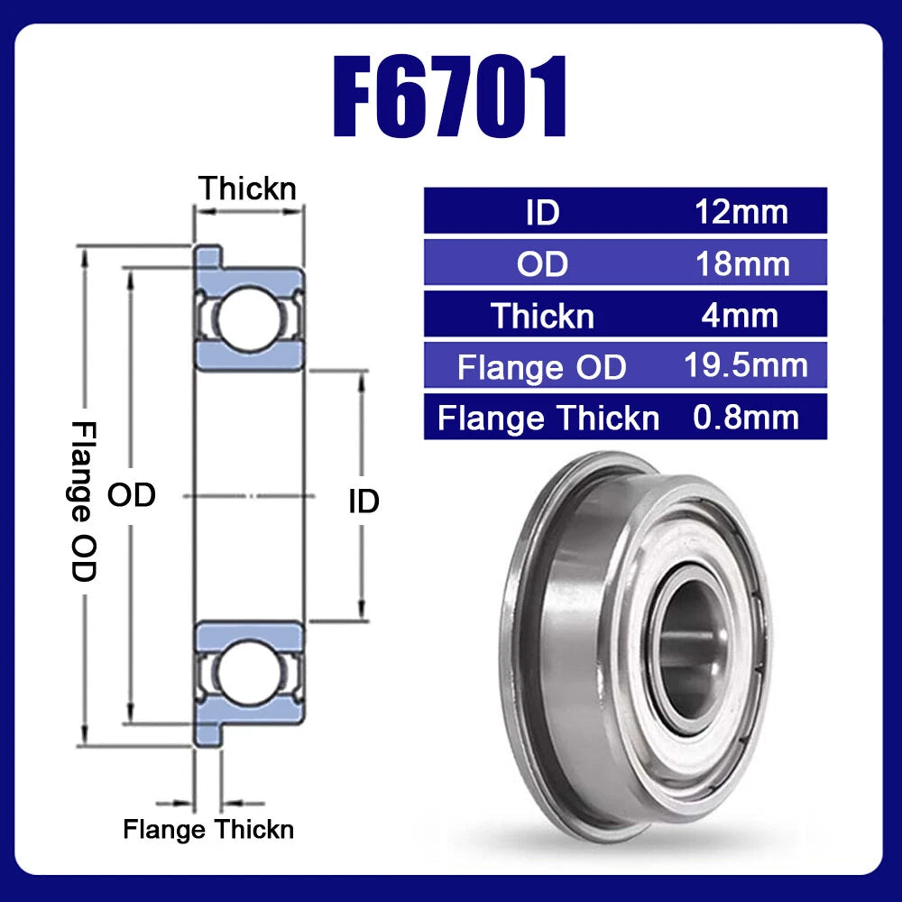 F6300 to F6702 2Z (ZZ) Bearing Steel Micro Double Shielded Flange Ball Bearings