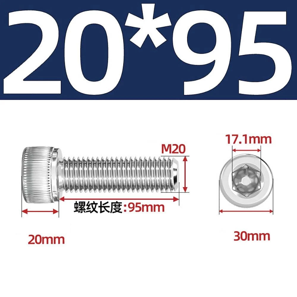 Socket Head Cap Screws – A2 Stainless Steel, M6 to M24, Hex Drive (DIN 912)