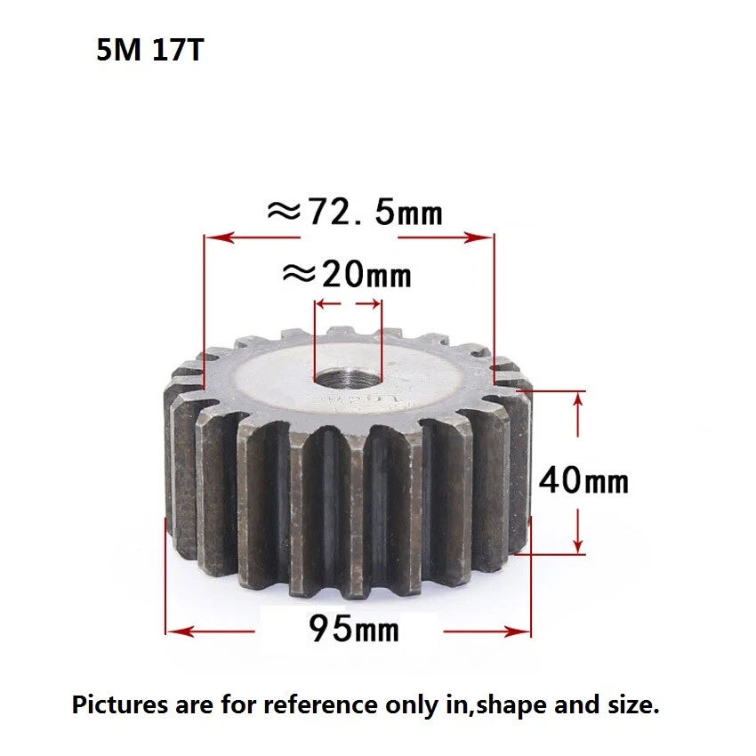 5 Modulus 12T-35T Spur Gears pitch 15.7mm 45# Steel Pinion Motor Gear Thick 50mm