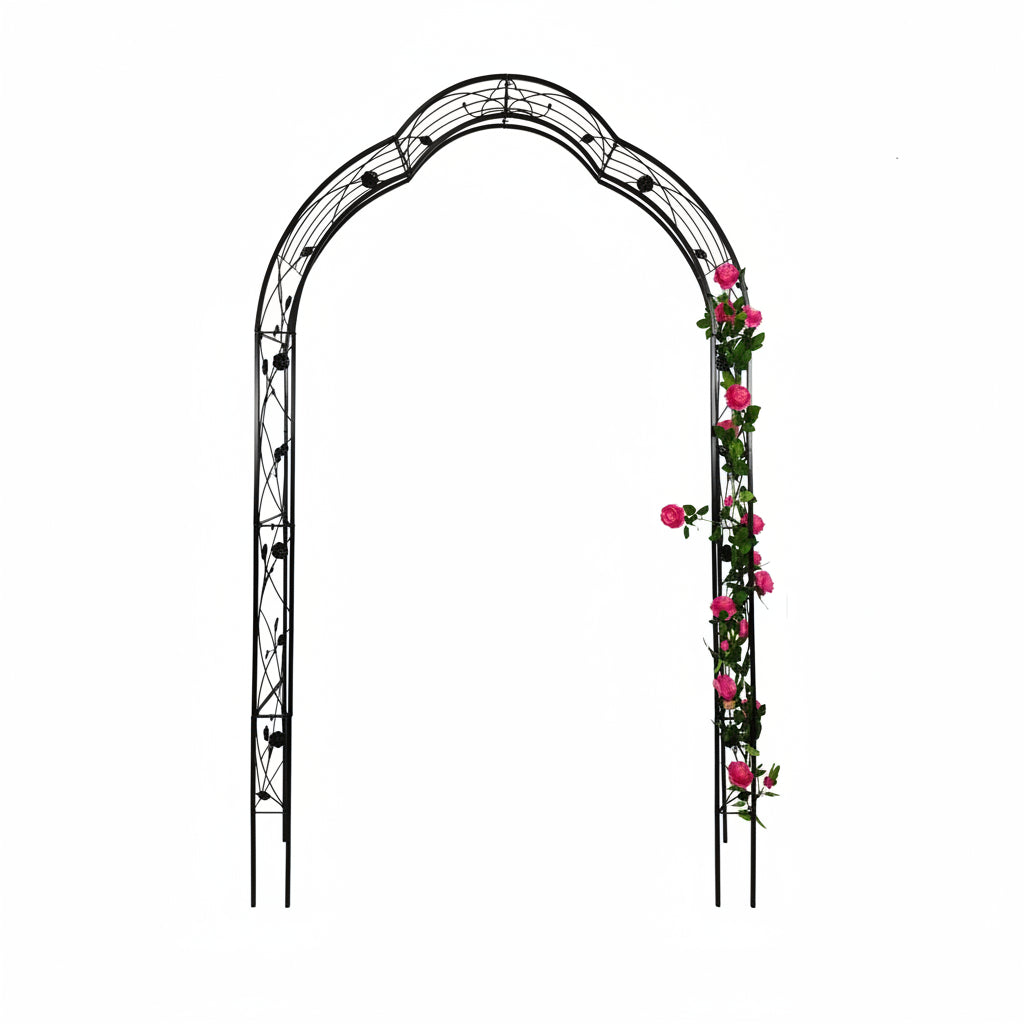 Metal Garden Arch Assemble Freely with 8 Styles Garden Arbor Trellis Climbing Plants Support Rose Arch Black - HomeDIYer