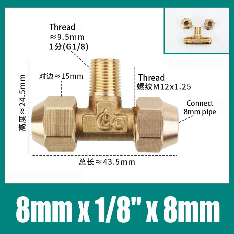 Brass Compression Tee Fitting — Male T-Piece Connector for Copper & Plastic Pipe