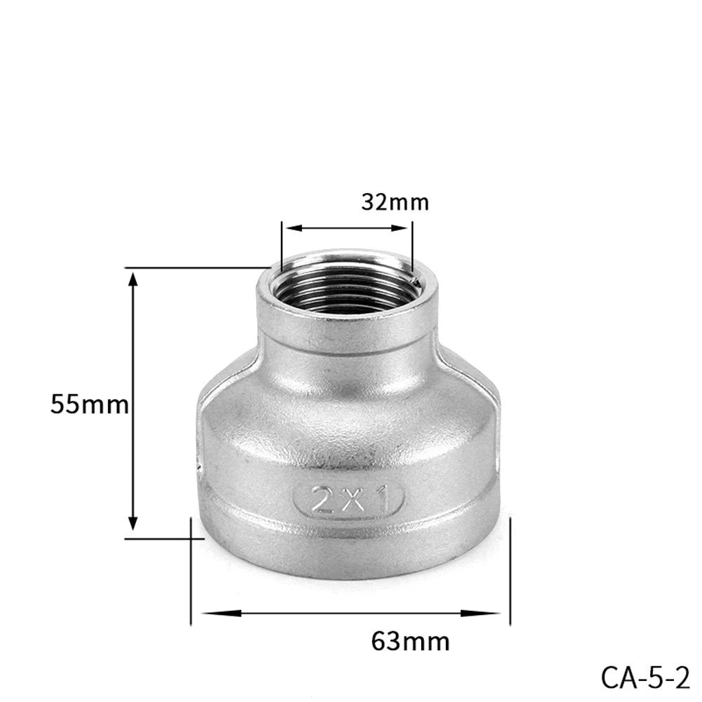 BSP Female Threaded Pipe Reducer Coupling — Stainless Steel A2, 1/2" to 4"