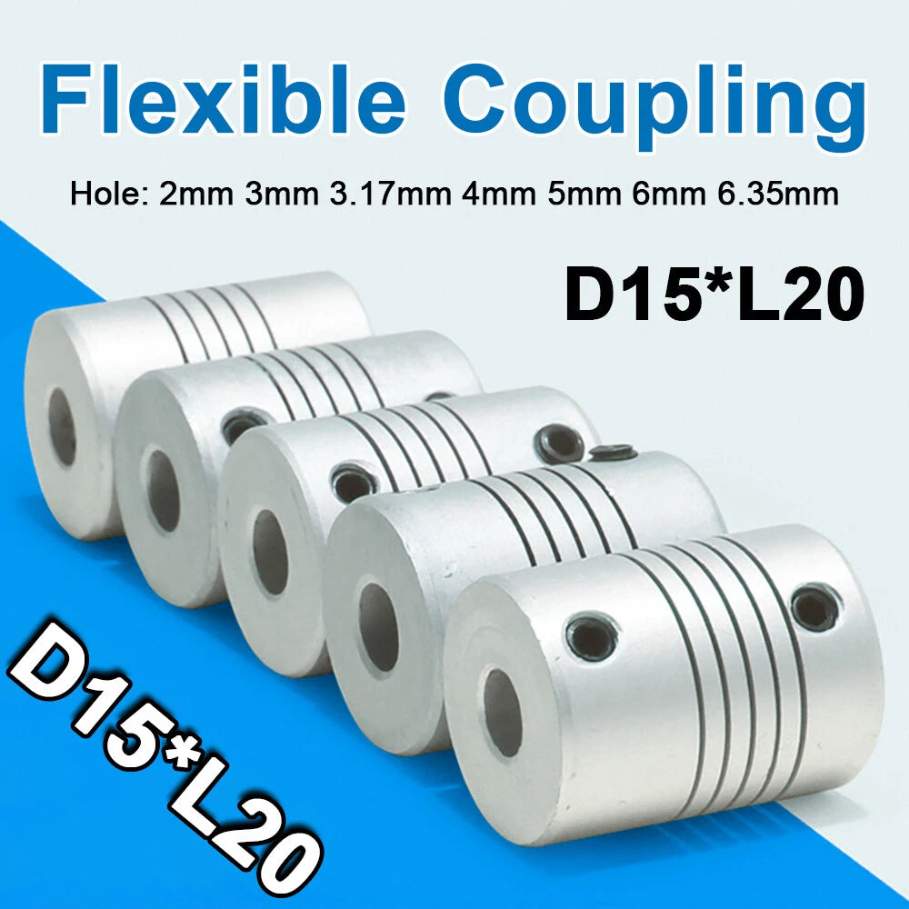 D15*L20 Flexible Shaft Coupling Rigid CNC Motor Coupler 3D Printer 2/3/4~6.35mm