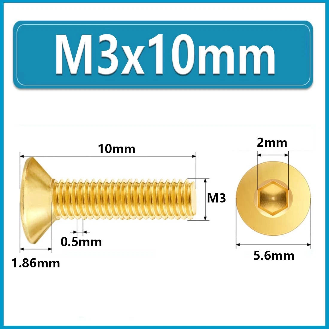 Solid Brass Hex Socket Countersunk Machine Screws – M3 to M12, Allen Drive, Flat Head (8–50mm)
