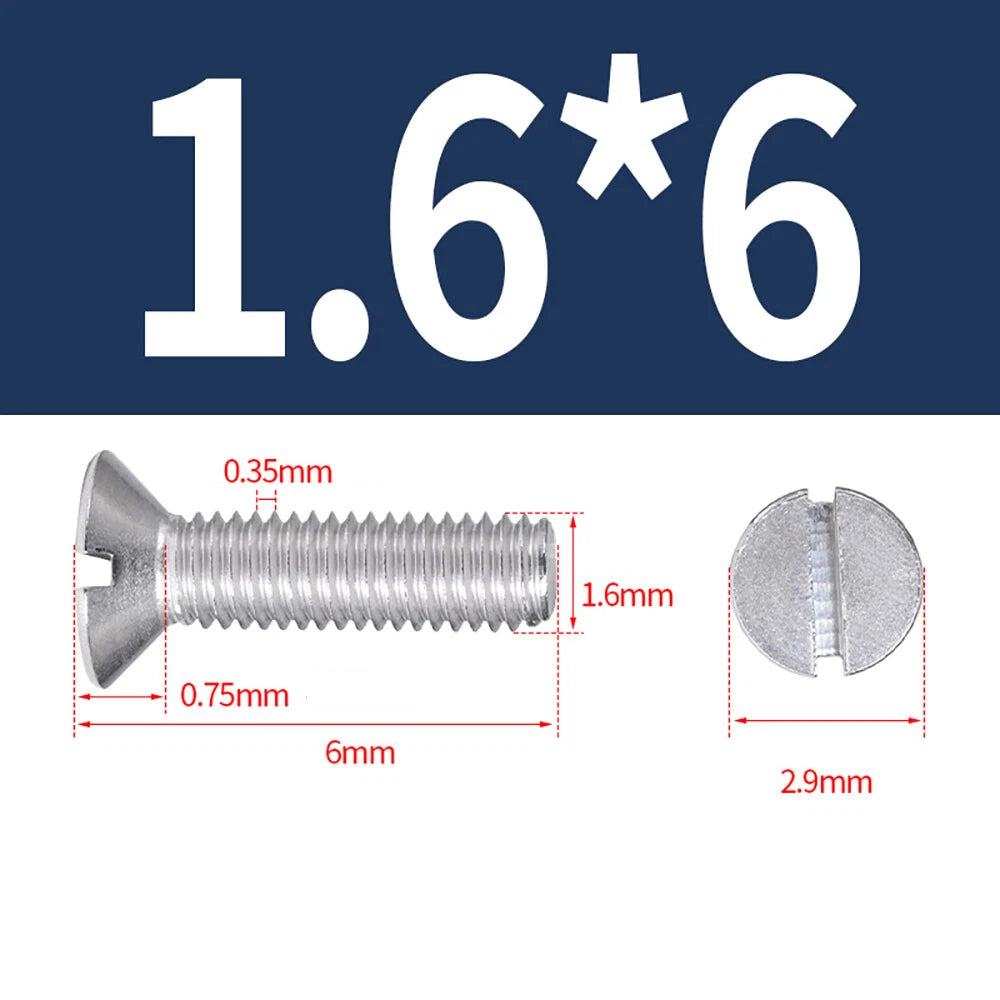 M1.6–M8 A2 Stainless Steel Flat Head Slotted Machine Screws | Countersunk Bolts