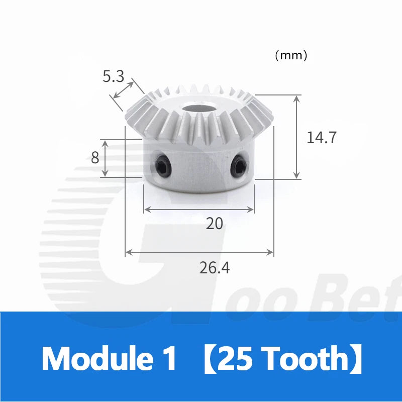 Bevel Gear Set Module 1 Aluminium 1:1 Pairing 15 - 30 Tooth Miter Gear Precision