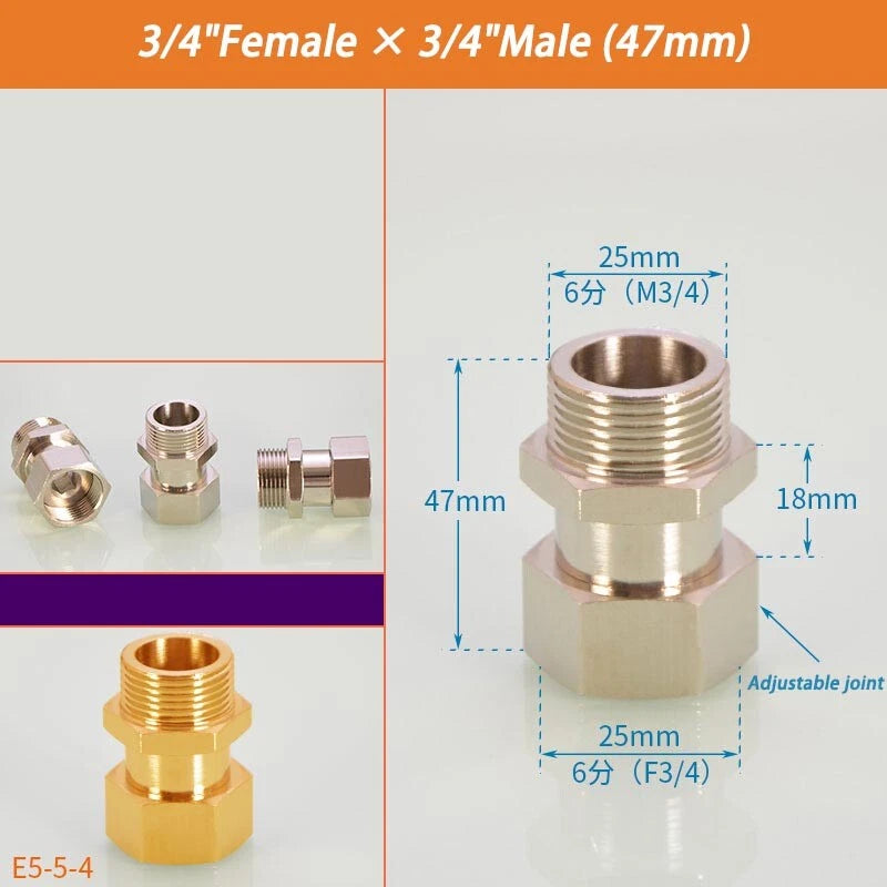 Brass BSP Extension Pipe Fitting — 1/2" & 3/4" Female/Male Thread Connector Adapter