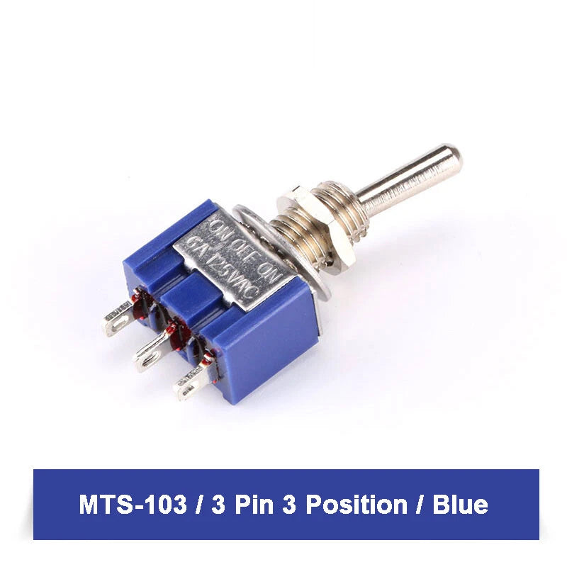 MTS Series Toggle Switch SPDT — 3/6/9/12 Pin, 2/3 Position, ON-ON & Momentary, AC 2A 250V 5A 120V