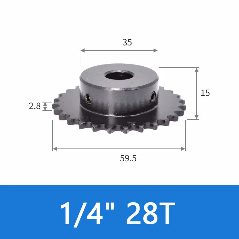Roller Chain Sprocket 1/4" Transmission Sprockets 24~30 Teeth 45# Steel Blacken
