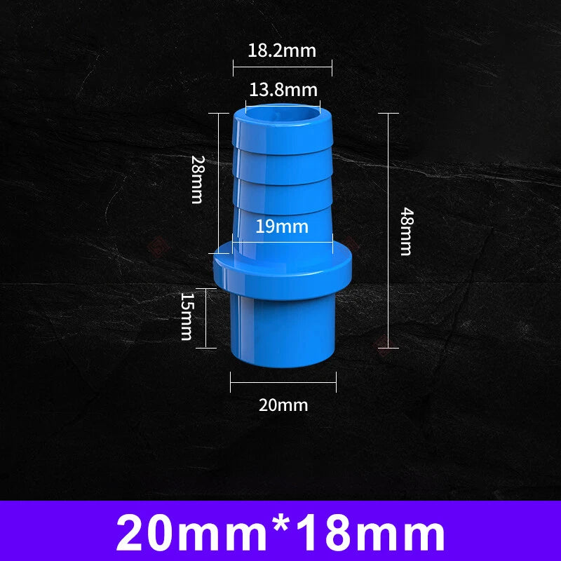 Blue Pagoda PVC Pipe Connector Fittings 20mm 25mm Adapter To Hose OD 5 8 10~20mm