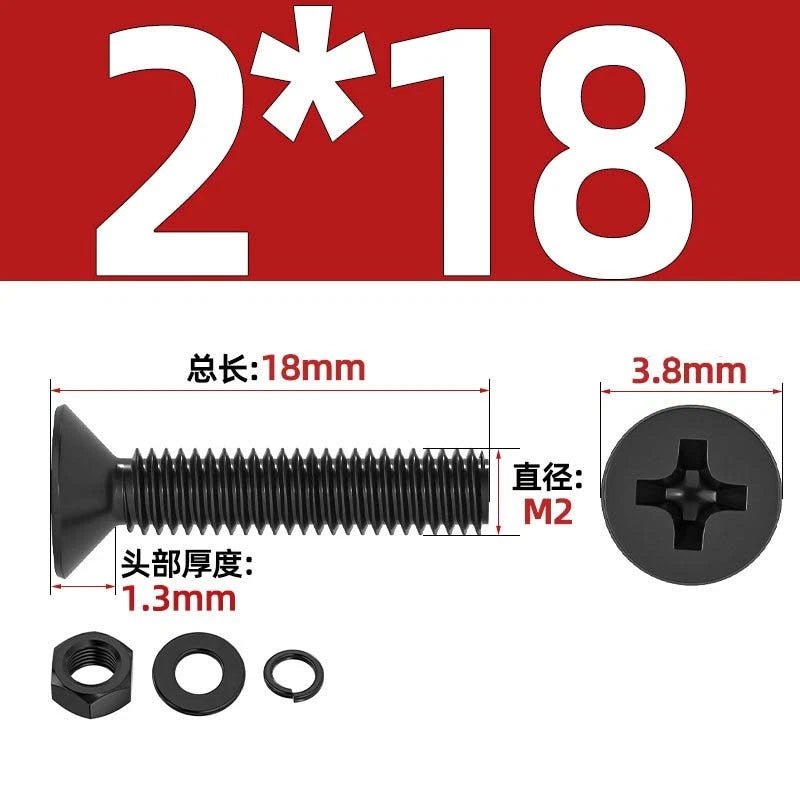 M2–M6 Phillips Countersunk Head Machine Screws with Nut and Washer | Carbon Steel Bolt Set - HomeDIYer