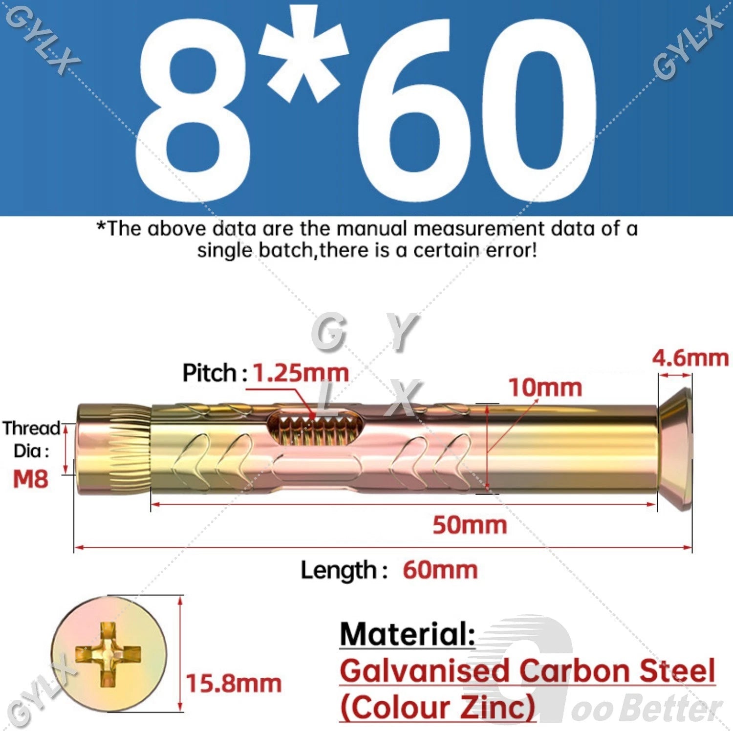 M6 M8 M10 Galvanised Countersunk Head Sleeve Anchor Expansion Bolts