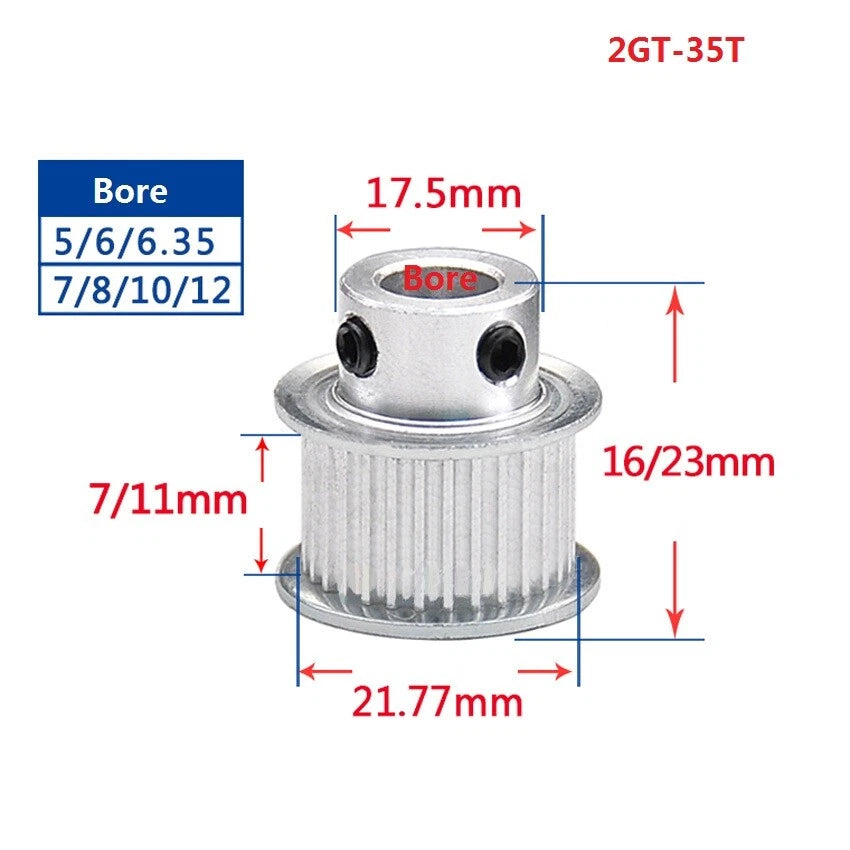 2GT 16-110Teeth Timing Belt Pulley Pitch 2mm Width 7mm For 3D Printer CNC Drive