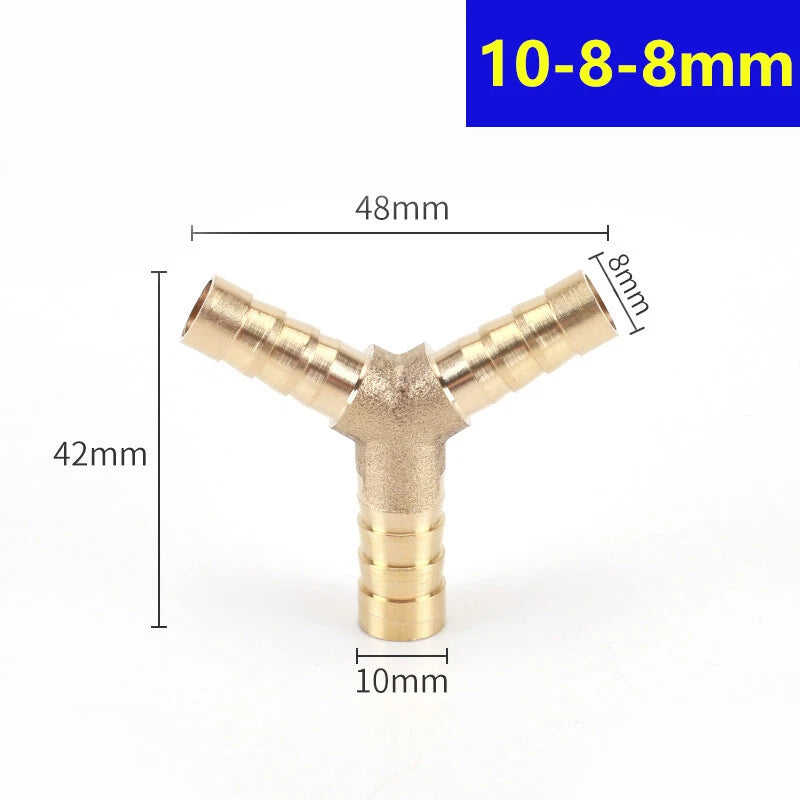 Brass Hose Tail Y-Piece Reducer Connector — Air Water Gas Fuel Pipe Fitting