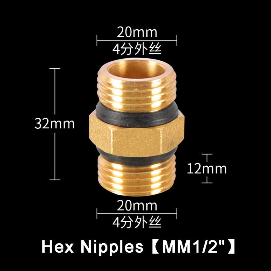 1/2" & 3/4" Brass Pipe Fittings – Straight, Elbow, Tee, Plug & Hex Nipple Connectors with Seal Washer