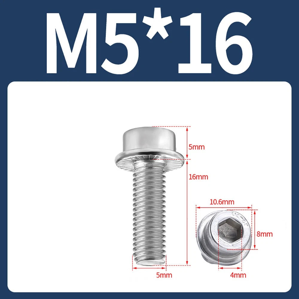 M5–M12 Flange Cap Head Hex Socket Screws – 304 Stainless Steel, Fully Threaded (8–60mm)