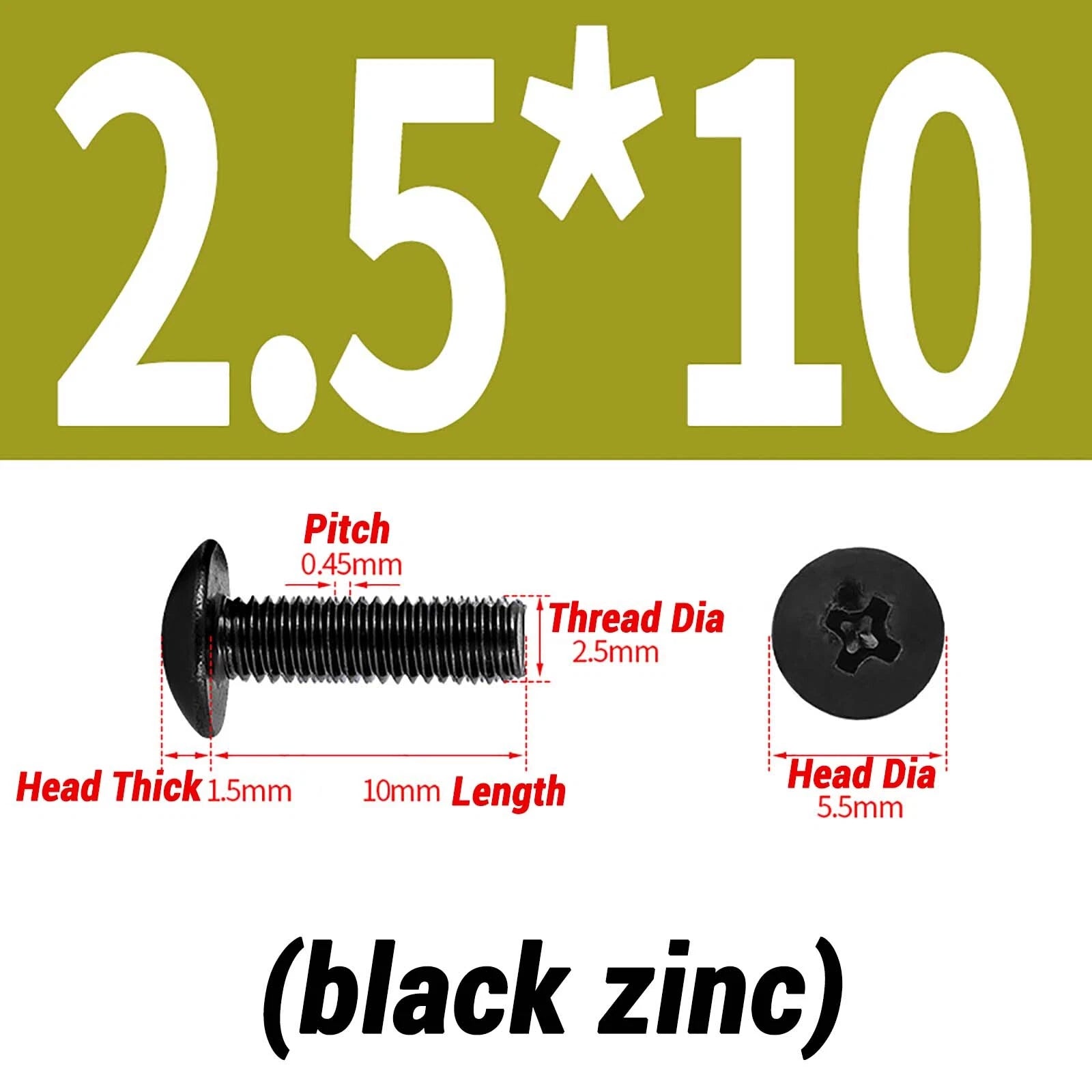 M2–M6 Pan Head Self‑Tapping Sheet Metal Screws – Black Oxide Carbon Steel
