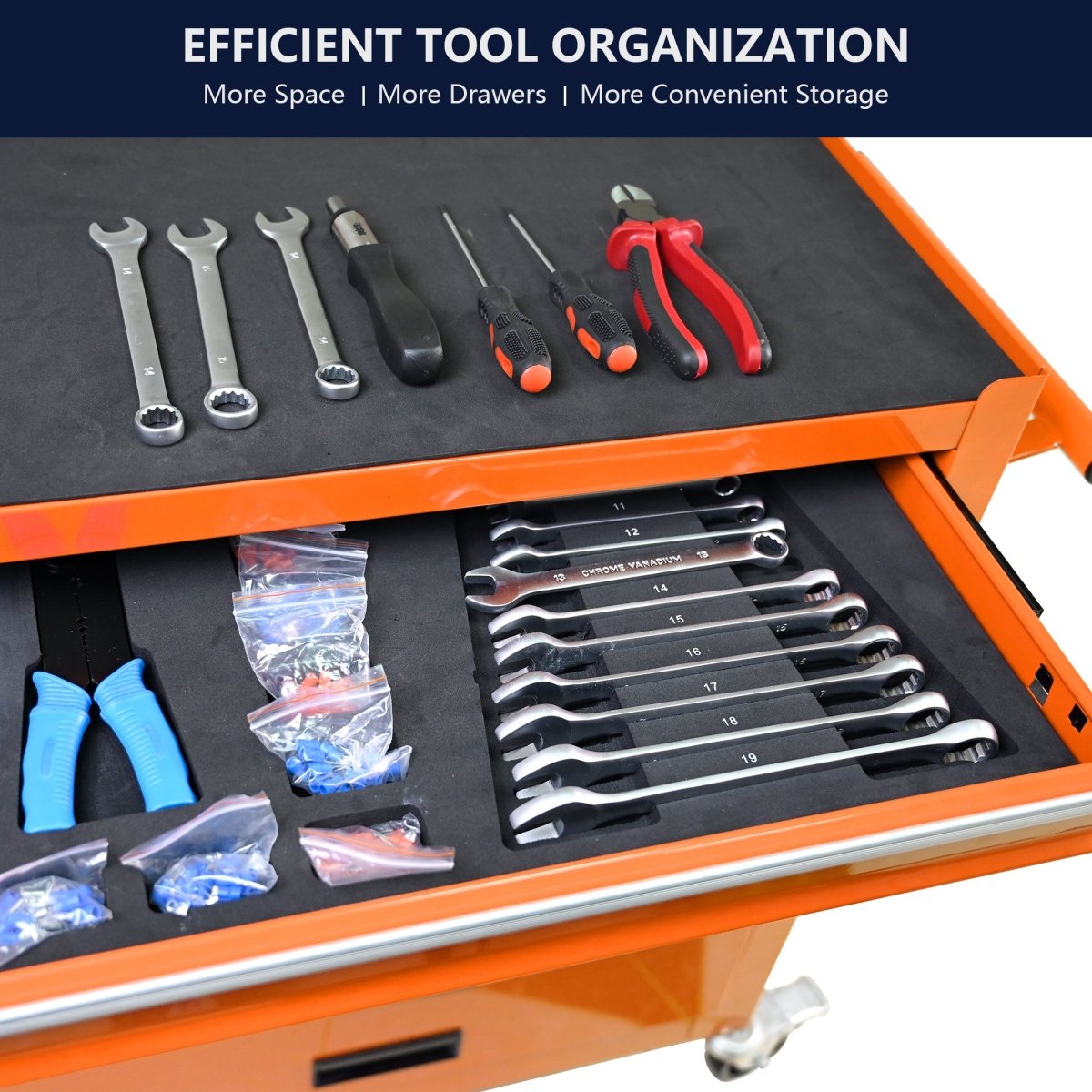 4 Drawers Multifunctional Tool Cart With Wheels - Orange - HomeDIYer