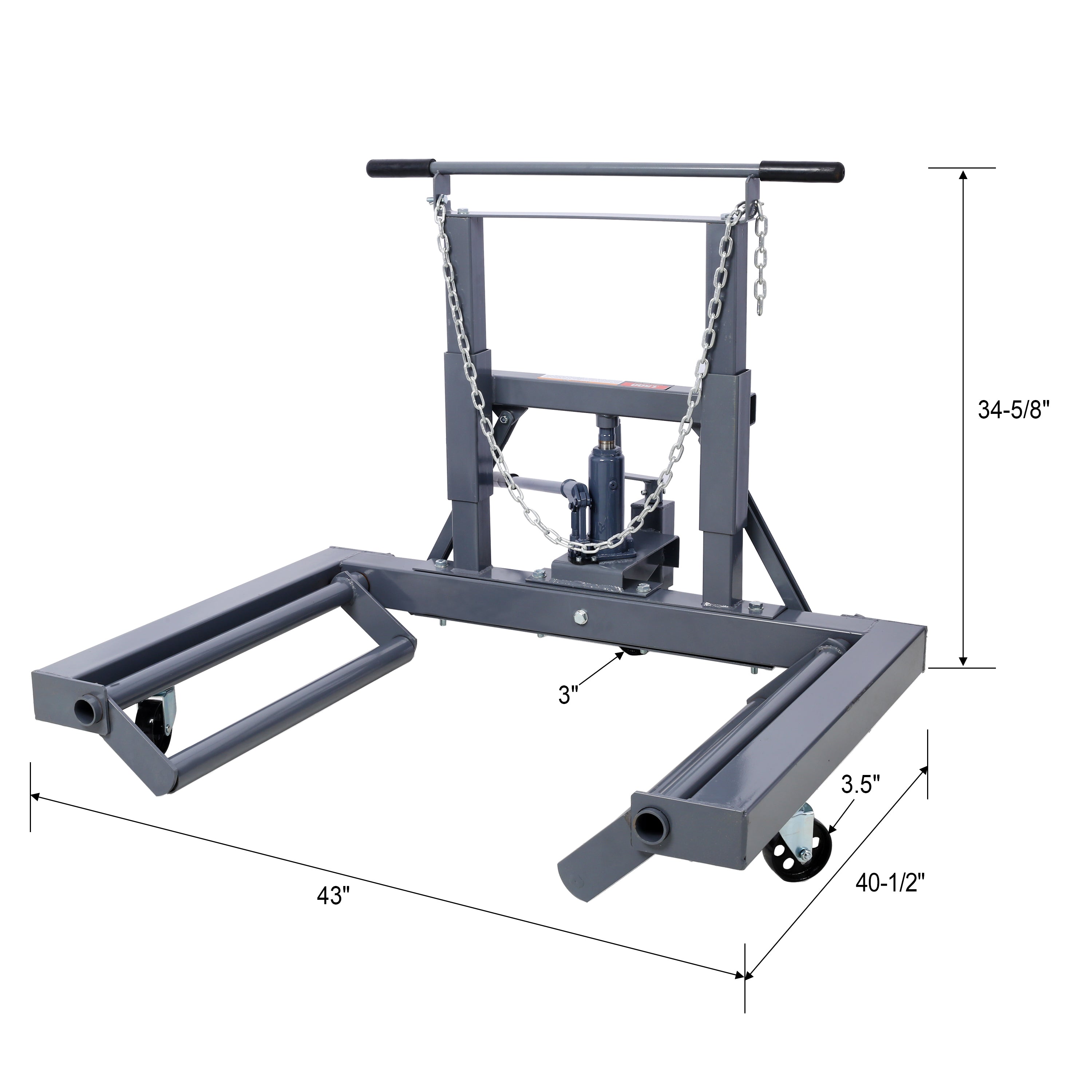 1,500 Lb. Capacity, Adjustable Height Dual Wheel Dolly for Large Trucks