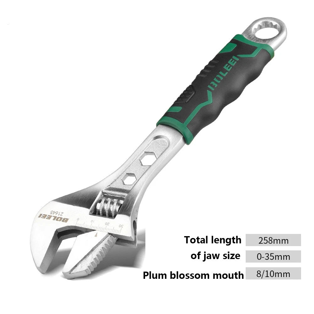 Adjustable Spanner Wrench 6" 8" To 24" Garage Tool Soft Grip Handle Metric Scale