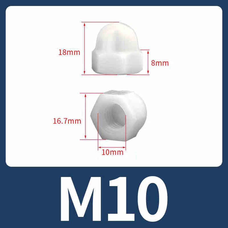 Nylon Plastic Screw Caps-Hex Nut Cover Protective Cap Set for Bolts Black/White