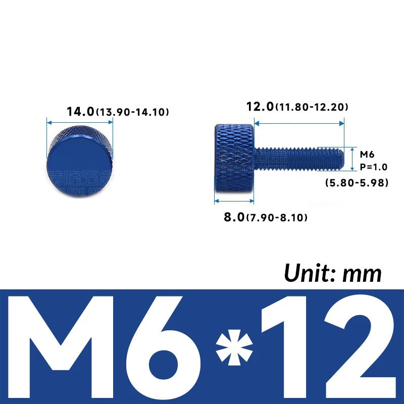 M6 Knurled Thumb Screws Aluminum Alloy DIY Hand Tighten Grip Knob Adjustmen Bolt