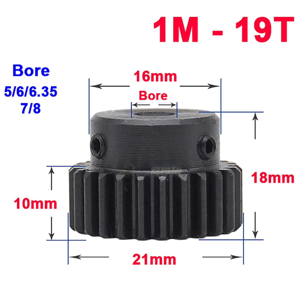 1M Mod Spur Gear Pinion Gears 10T-35T Bore 4-17mm Metal Spur Transmission Motor