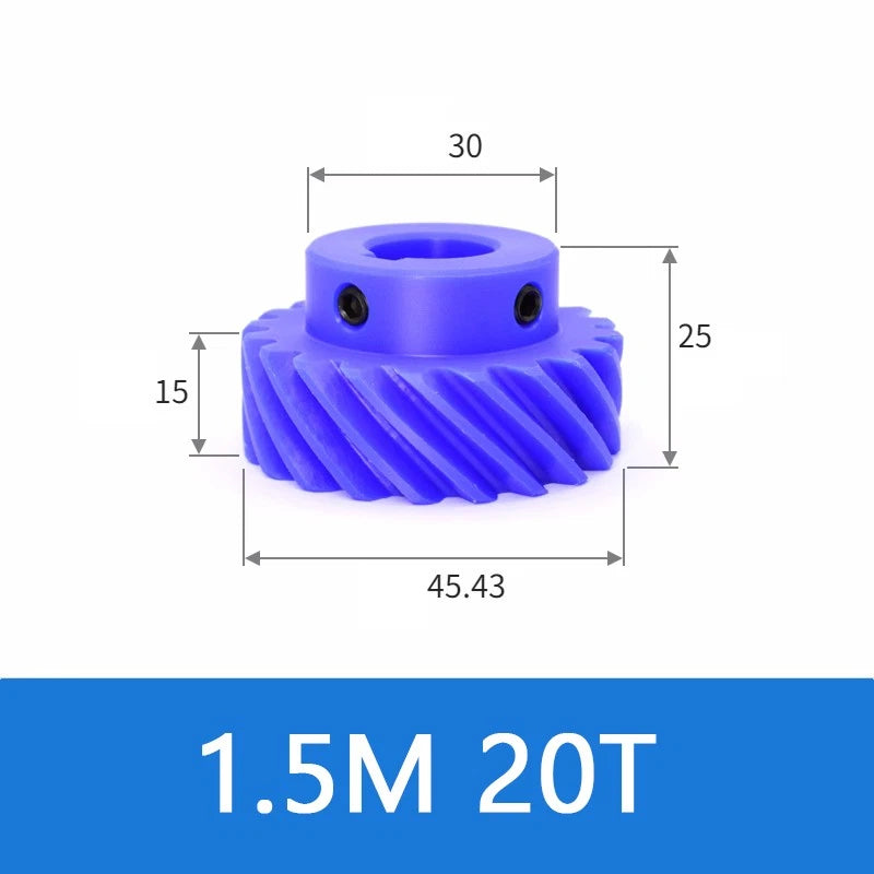 Helical Gears 45° Left Spiral Blue Nylon With Step Transmission Gear 10~26 Teeth