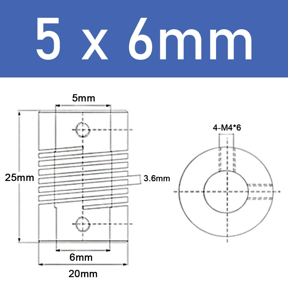 Inner Orifice 5-10mm Flexible Shaft Coupling Rigid Stepper Motor Coupler D20*L25