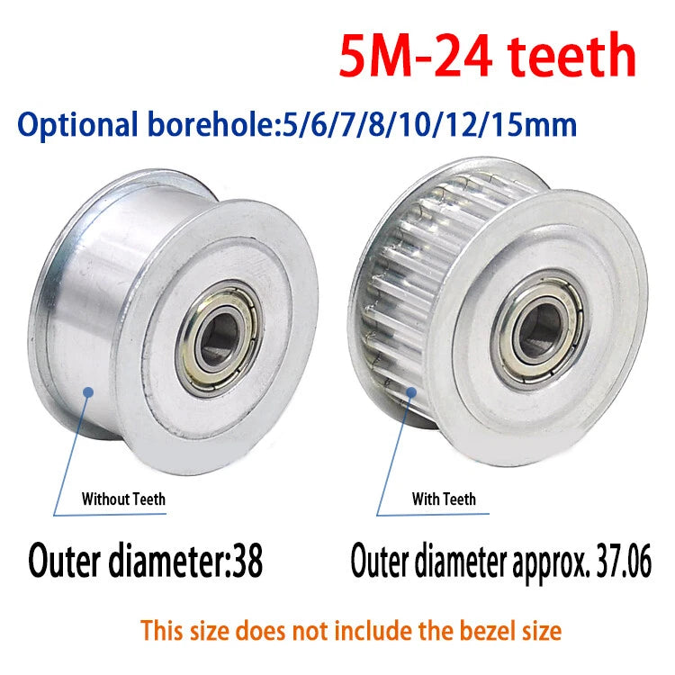 HTD 5M 3mm - 15mm Bore Timing Belt Idler Pulley 12T - 35T Tooth & Toothless