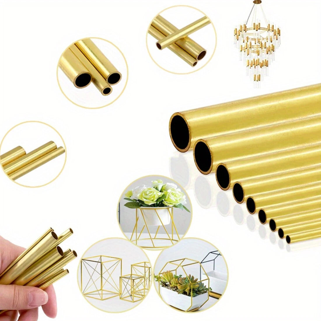 H65 Brass Round Tube — OD 0.5–40mm, Length 300mm (≈11.8"), DIY & Model Making