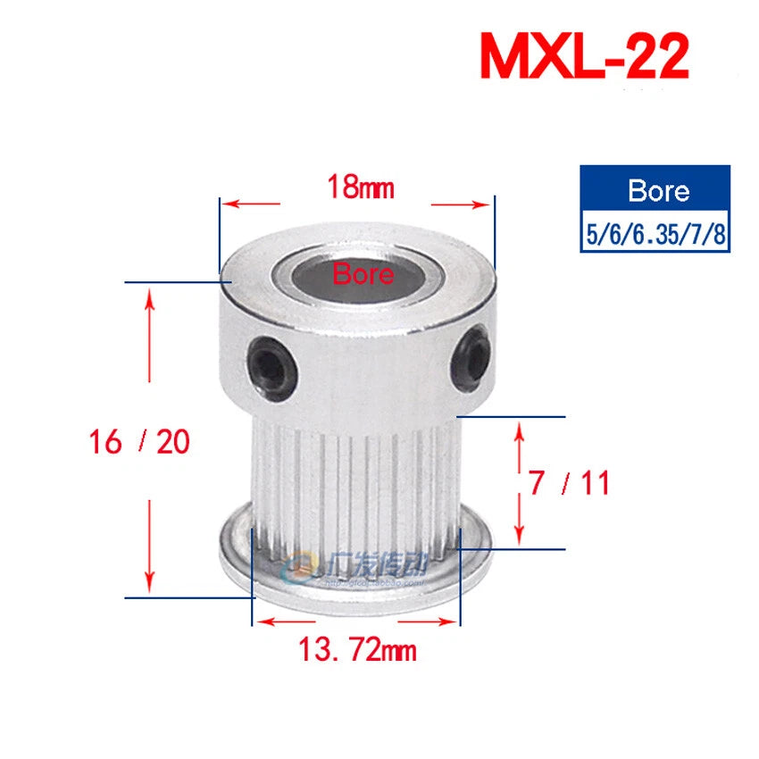 MXL 14-60T Timing Belt Pulley Pitch 2.032mm CNC Drive Pulleys Tooth Width 7mm