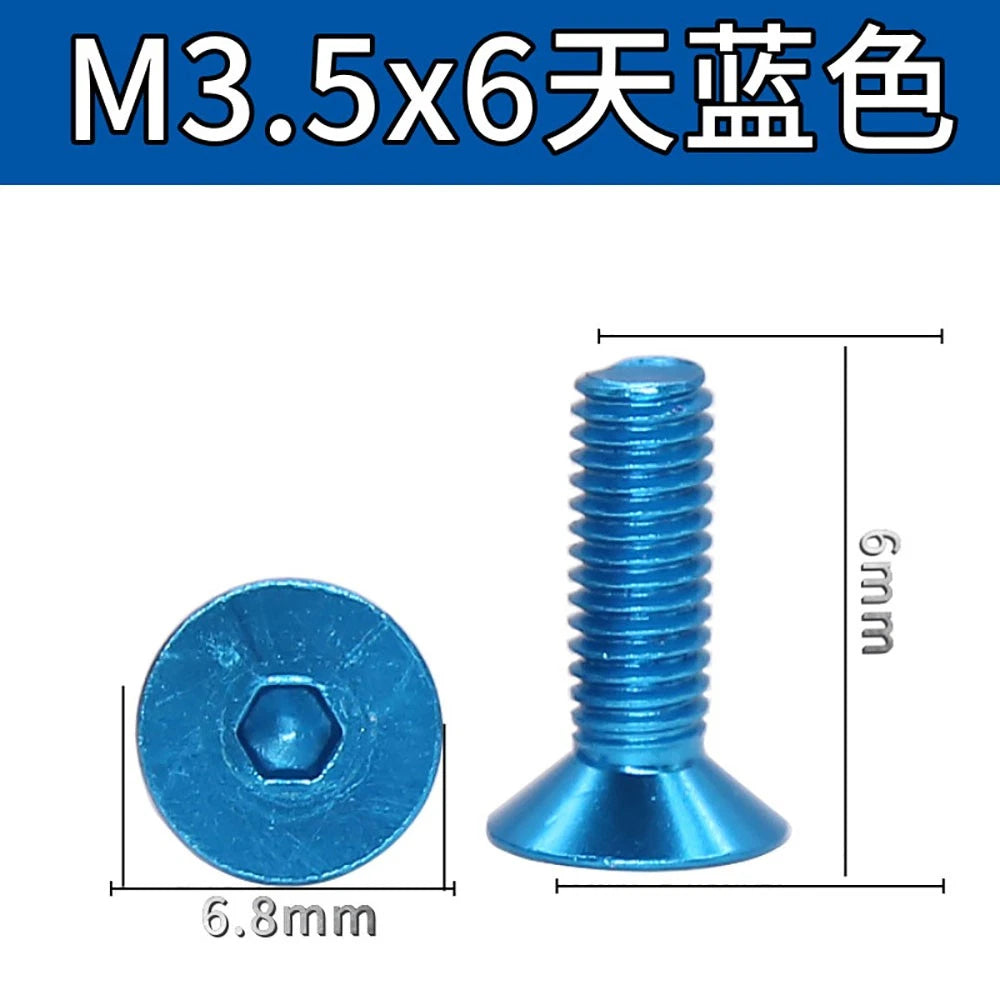 M3.5 / M4 Countersunk Hex Socket Screws — Anodized Aluminum Alloy, 10 Colors