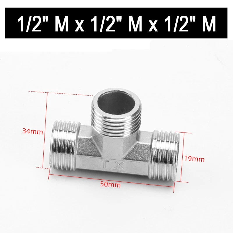 201 Stainless Steel Equal BSP Thread Tee | 1/2", 3/4", 1" Male & Female Pipe Fitting