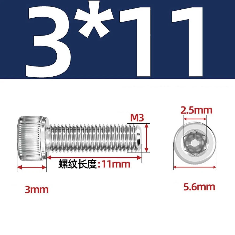 M3 M4 M5 Socket Head Cap Screws – A2 Stainless Steel, High Strength & Corrosion Resistant