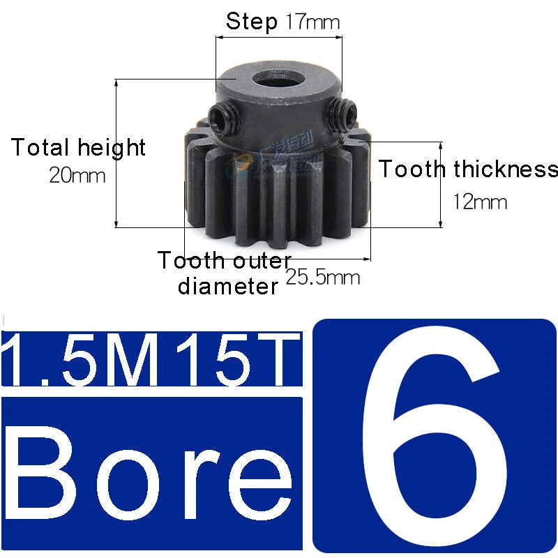 1.5Mod 45# Steel Spur Gears 10-150T Pinion Gear With Step Motor Gear Bore 5-25mm