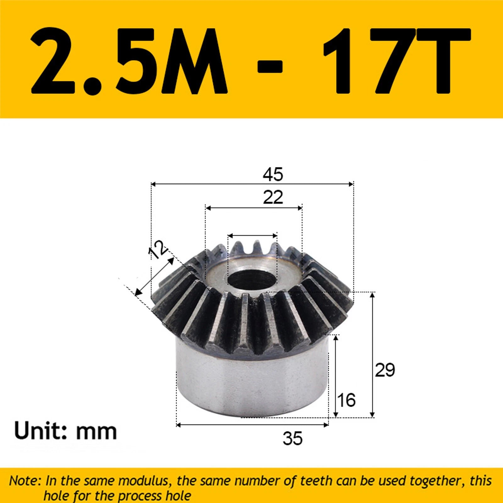 2.5 Module Steel Umbrella Tooth Bevel Gear Helical Motor Gear 15-30 Tooth